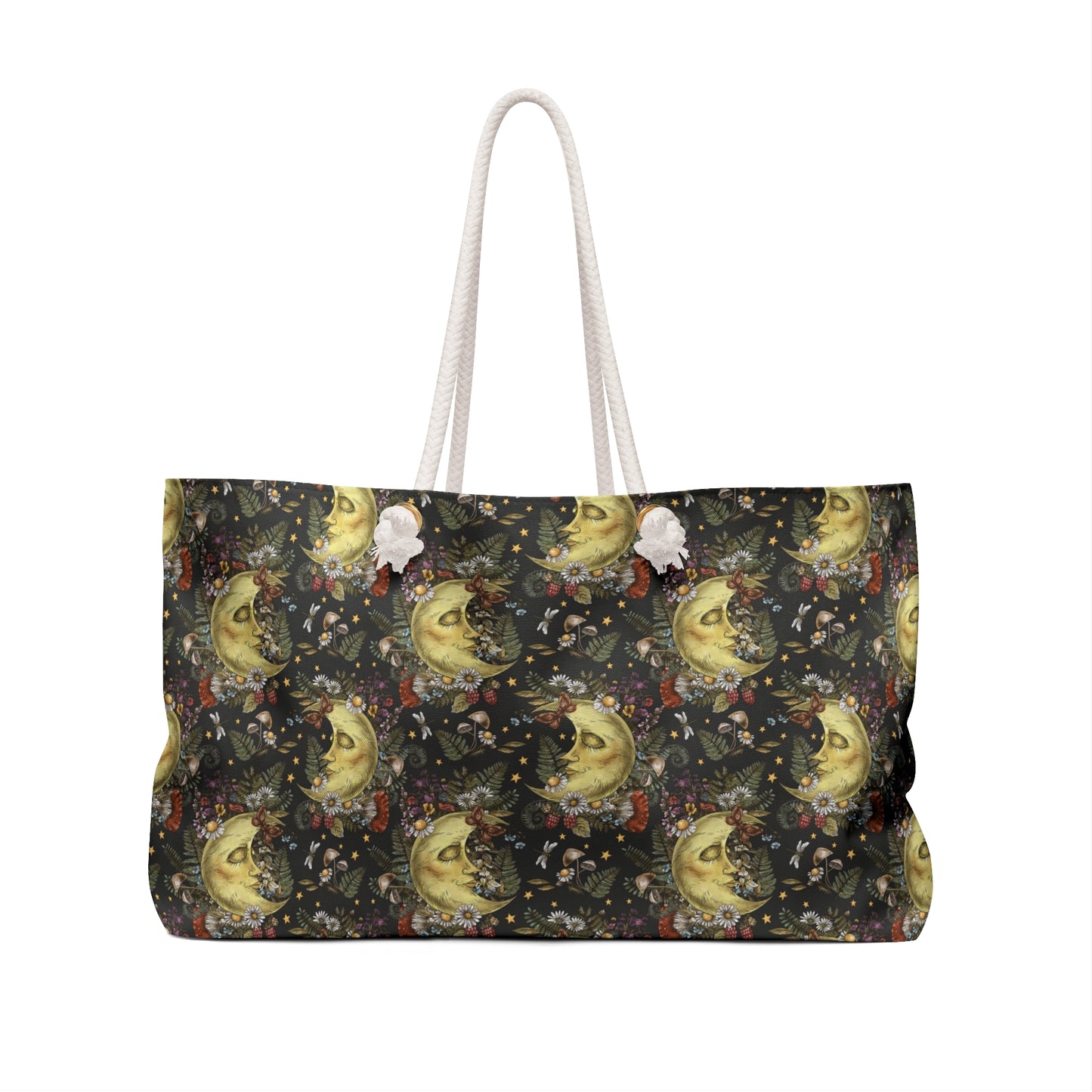 Weekender Tote Bag (Large):  The Sun, The Moon, And The Stars [Moon with Flowers]