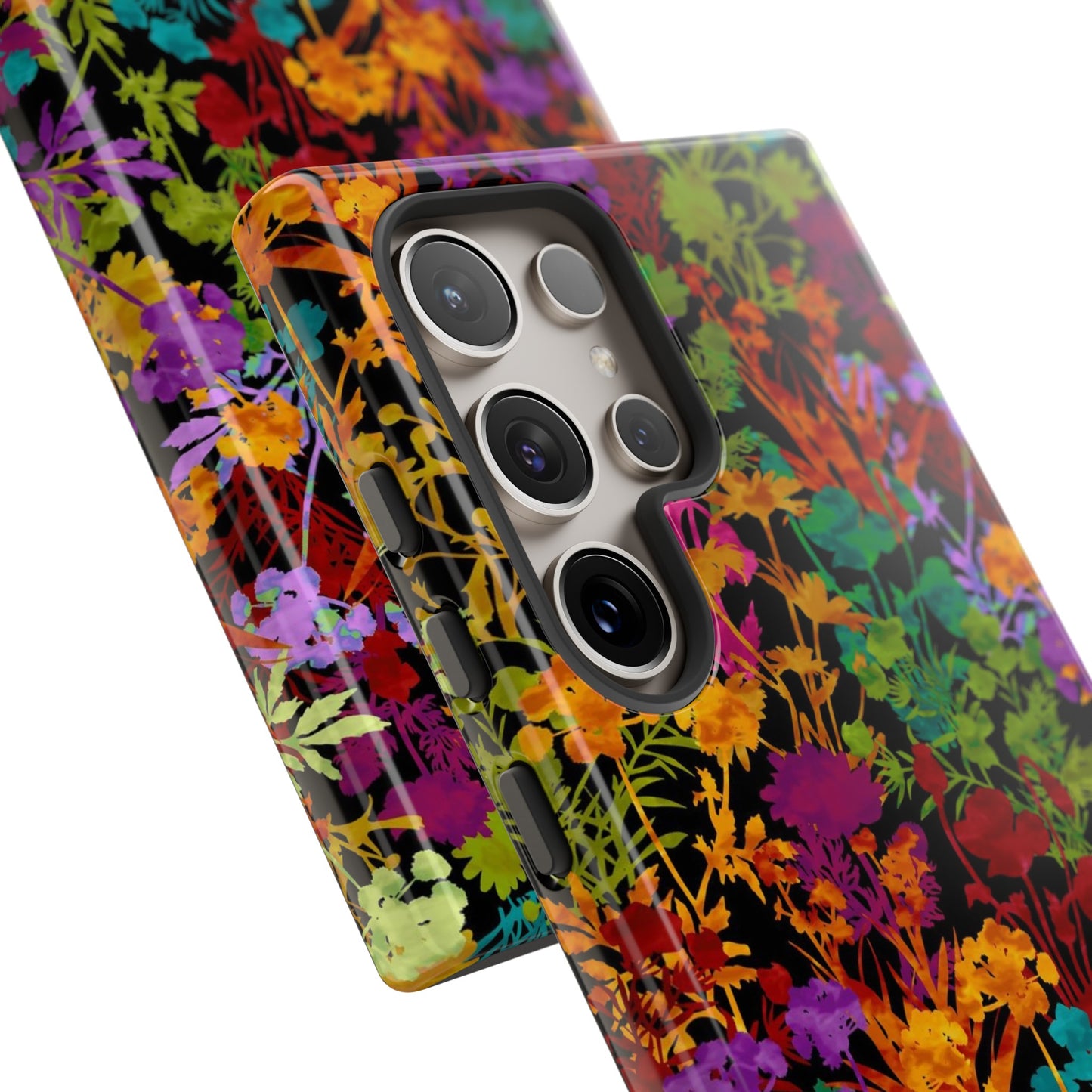 Samsung Galaxy Series Tough Case-Phone Case: Dreamscapes [Multi-Colored Flowers-Dark]