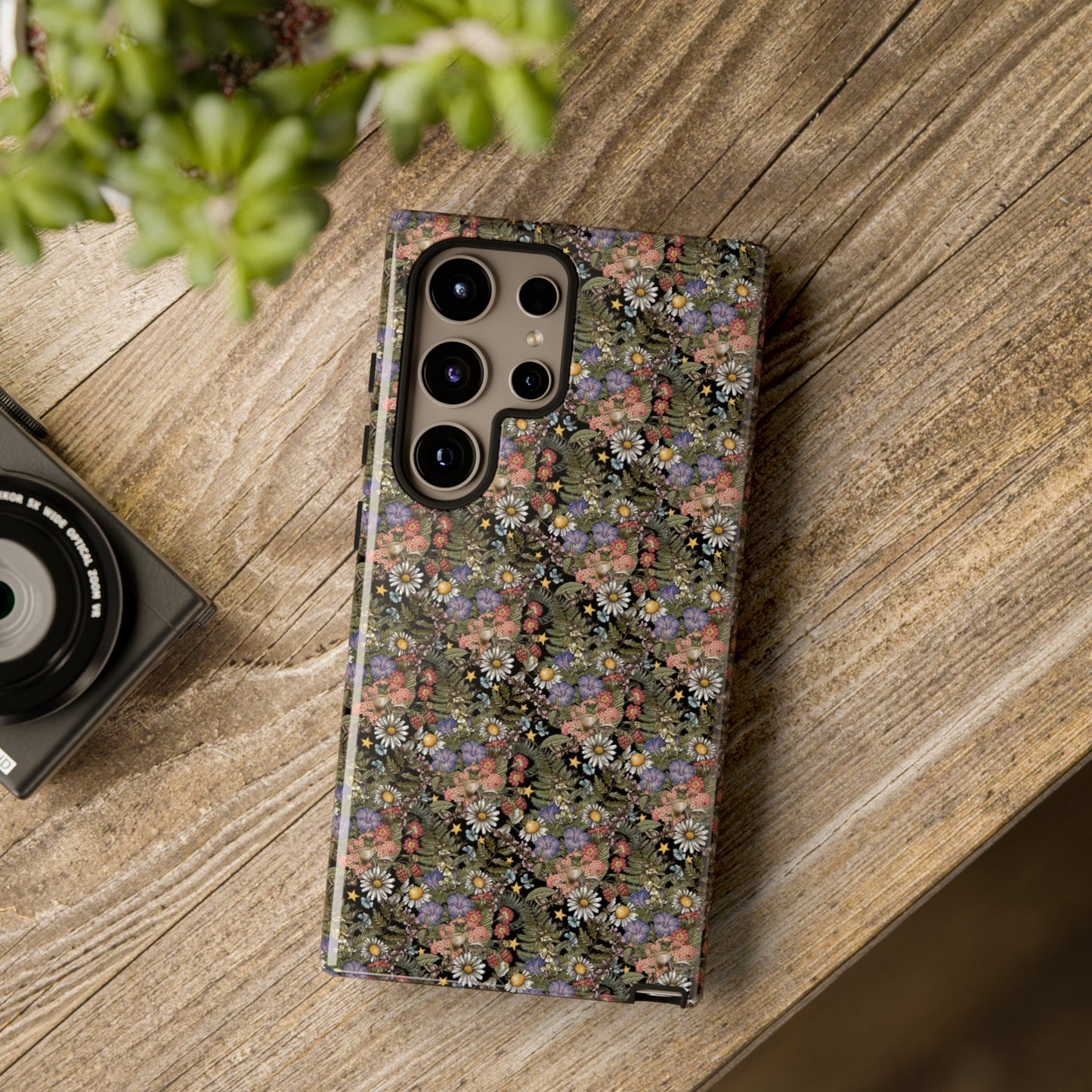 Samsung Galaxy Series Tough Case-Phone Case:  The Sun, The Moon, And The Stars [Celestial Flowers]