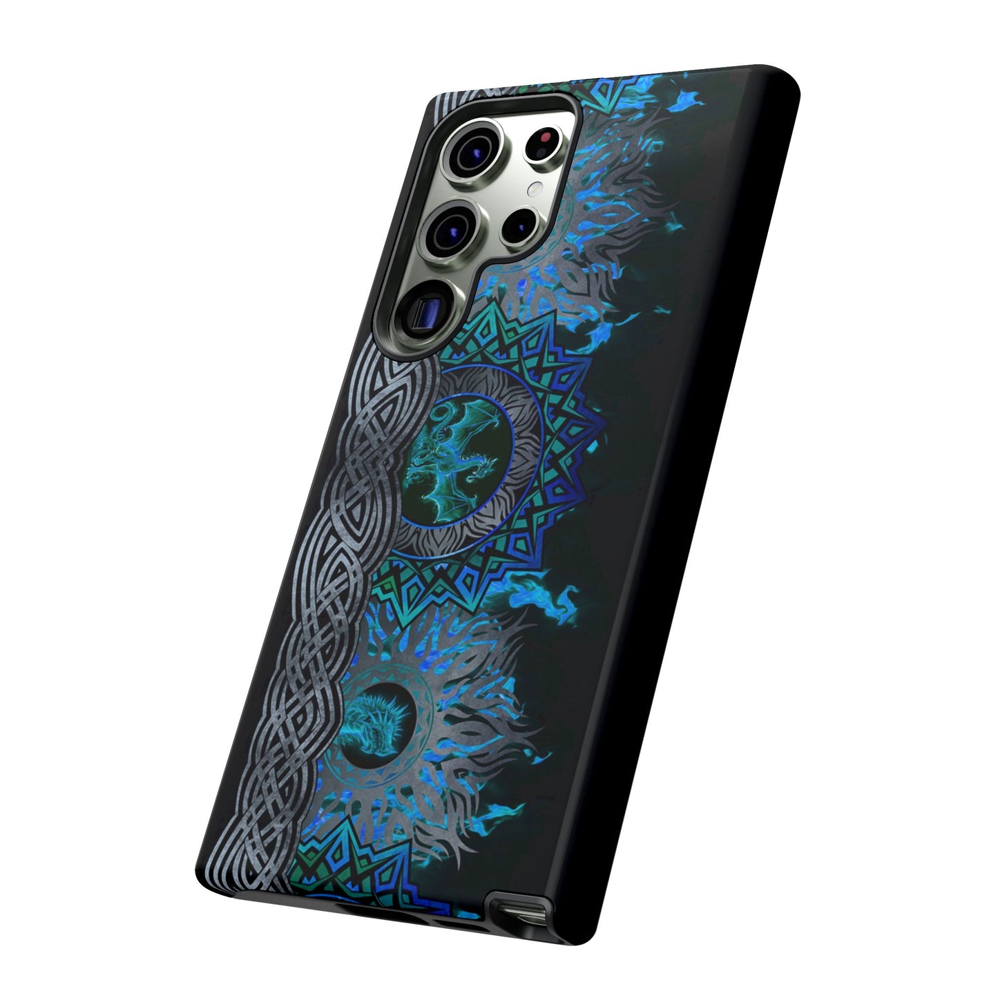 Samsung Galaxy S23 - Tough Case-Phone Case: Dragons-Blue Fury Border