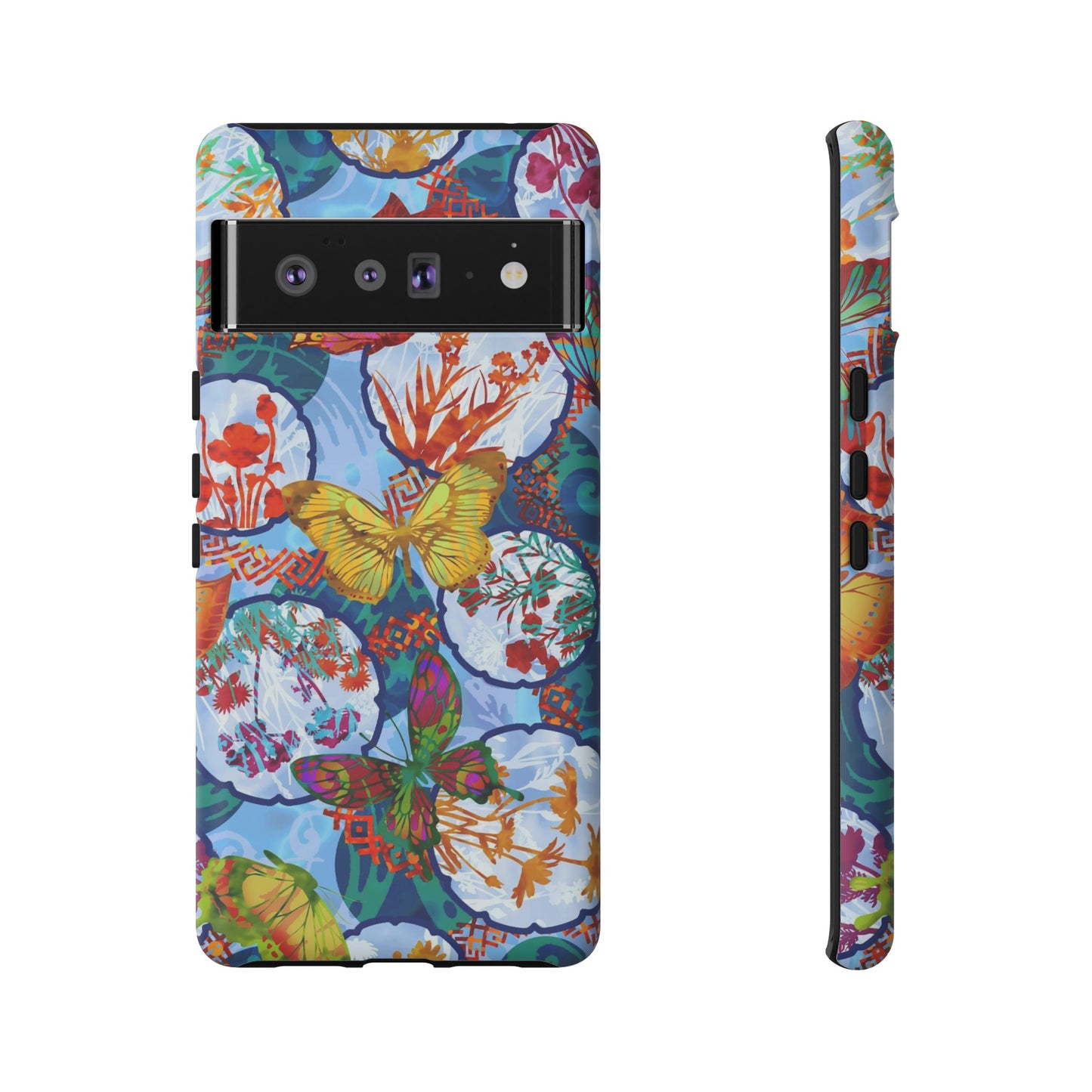 Android Google Pixel (Series) Tough Case-Phone Case:  Dreamscapes [Light Blue Butterflies]