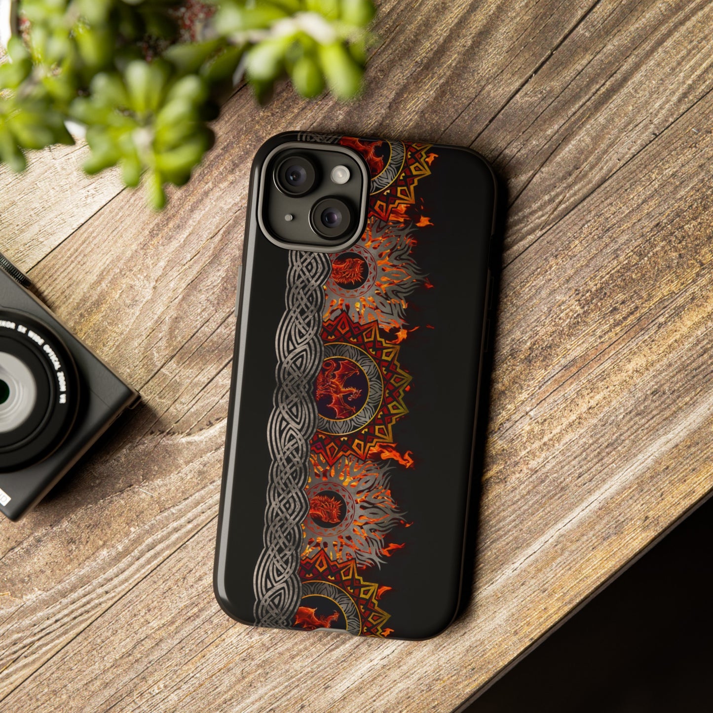 Apple I-Phone 15 (Series)-Tough Case-Phone Case:  Dragons [Red Fury Border]