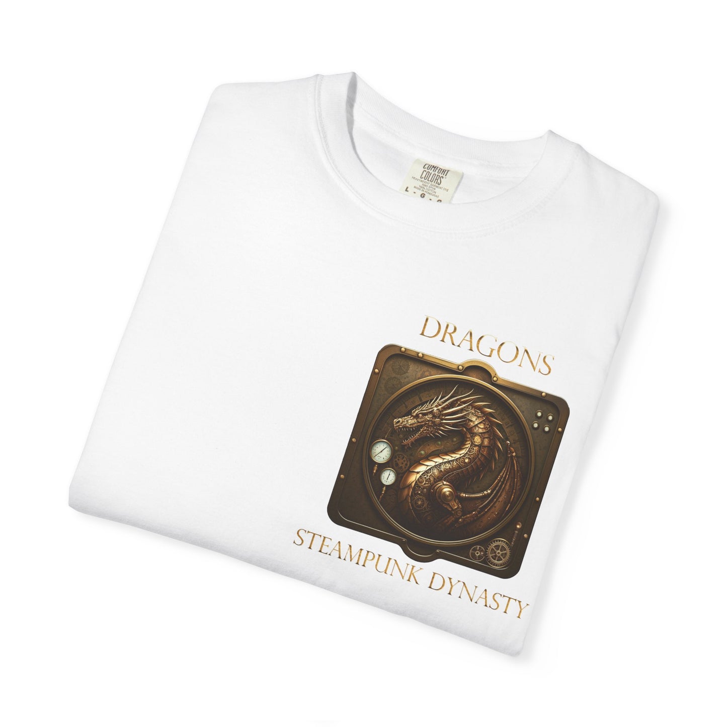 Unisex Heavy Cotton Tee:  "Steampunk Dragons" [Banner/Panel]
