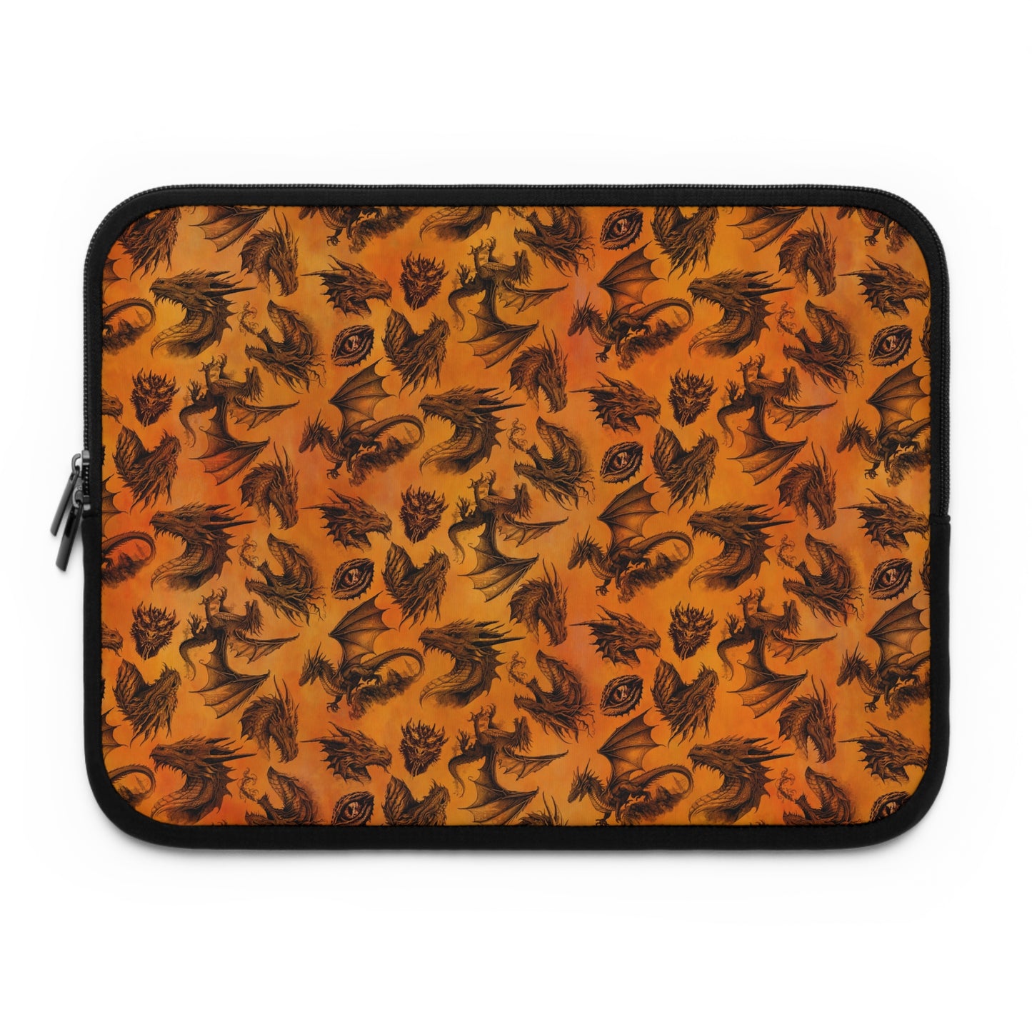 Laptop Sleeve  (Multiple Sizes): Emerald Dragons [Dragon Etching-Orange]