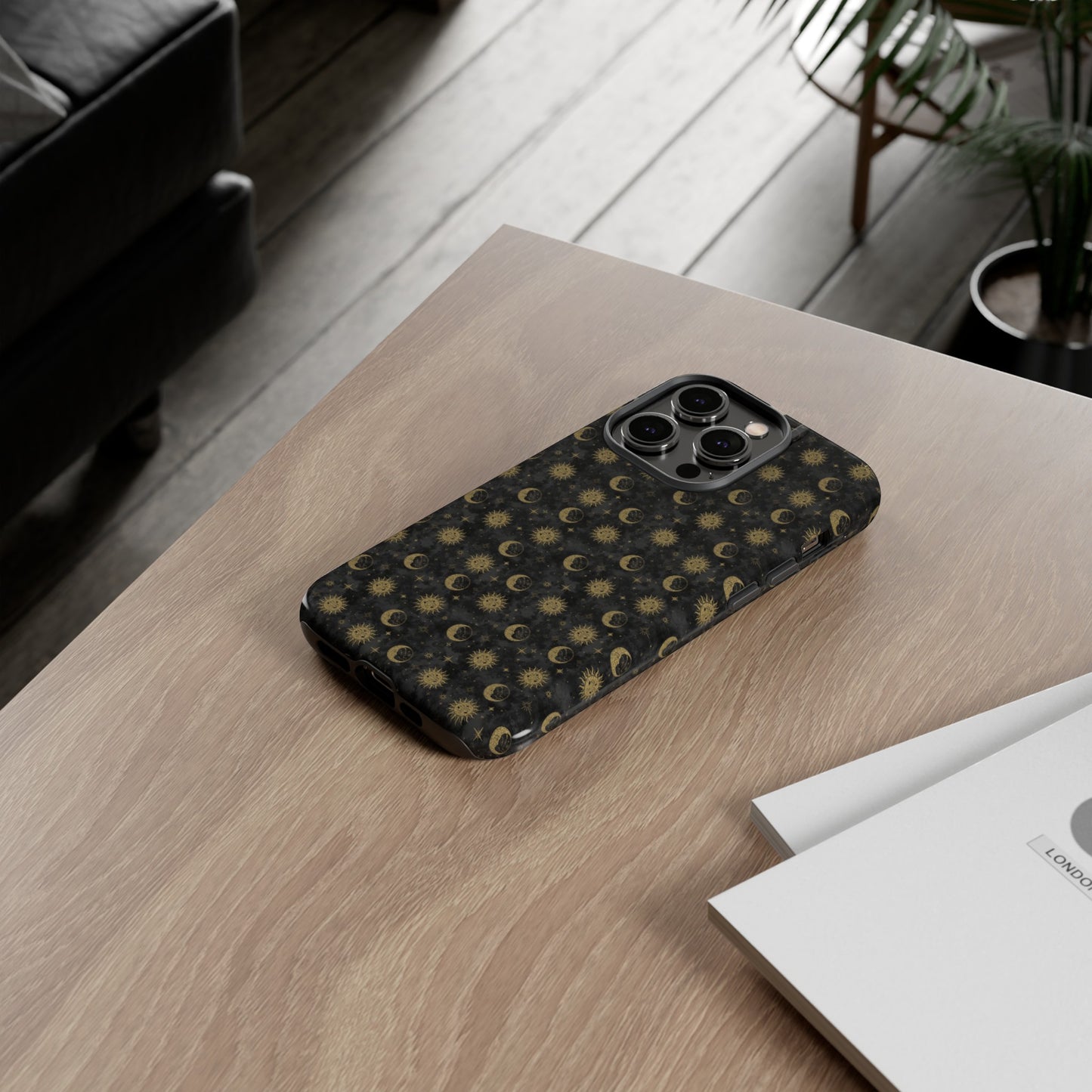 Apple I-Phone 14 (Series)-Tough Case-Phone Case: The Sun, The Moon, And The Stars [Gold Suns, Smiling Moons]