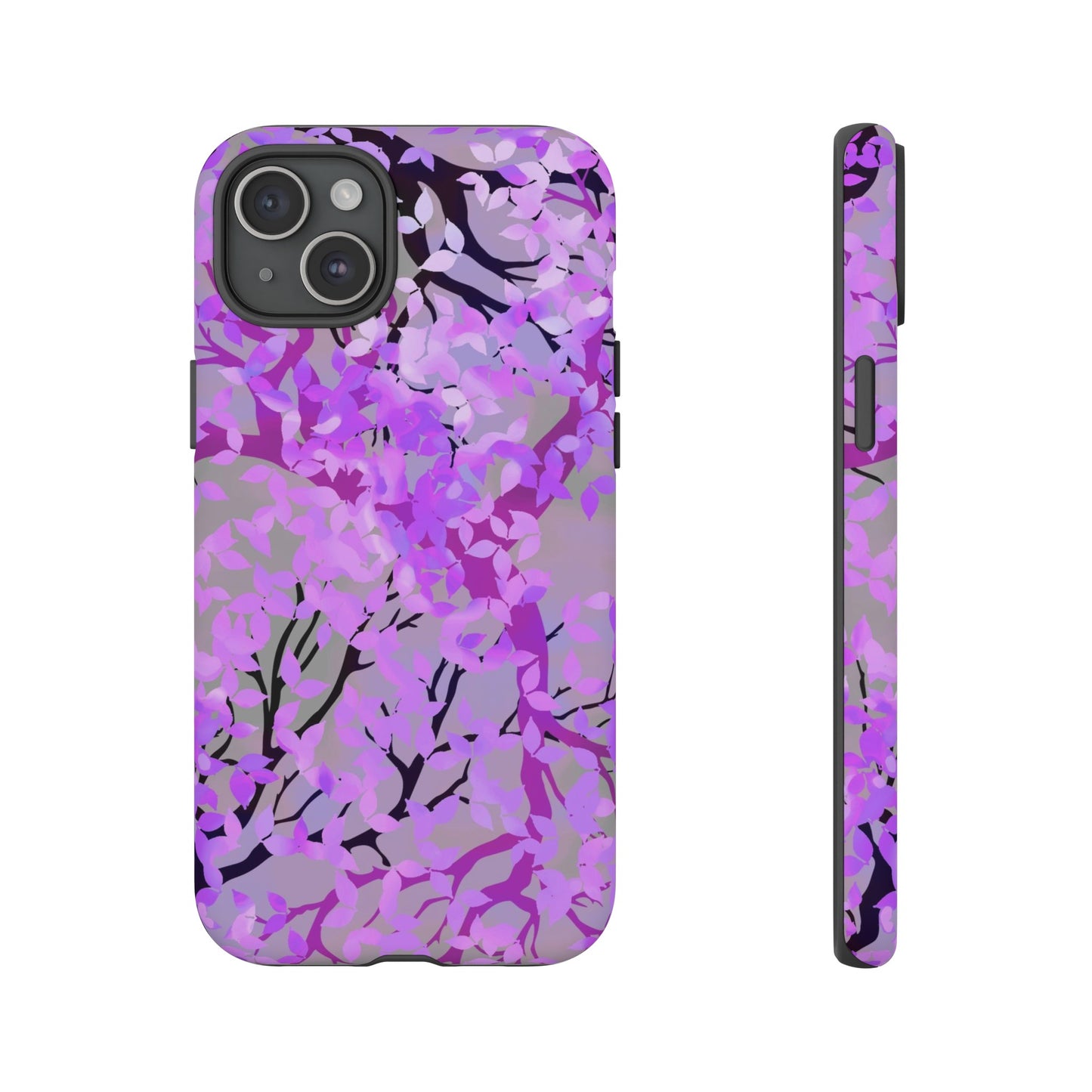 Apple I-Phone 15 (Series) Tough Case-Phone Case:  Dreamscapes [Purple Leaves]