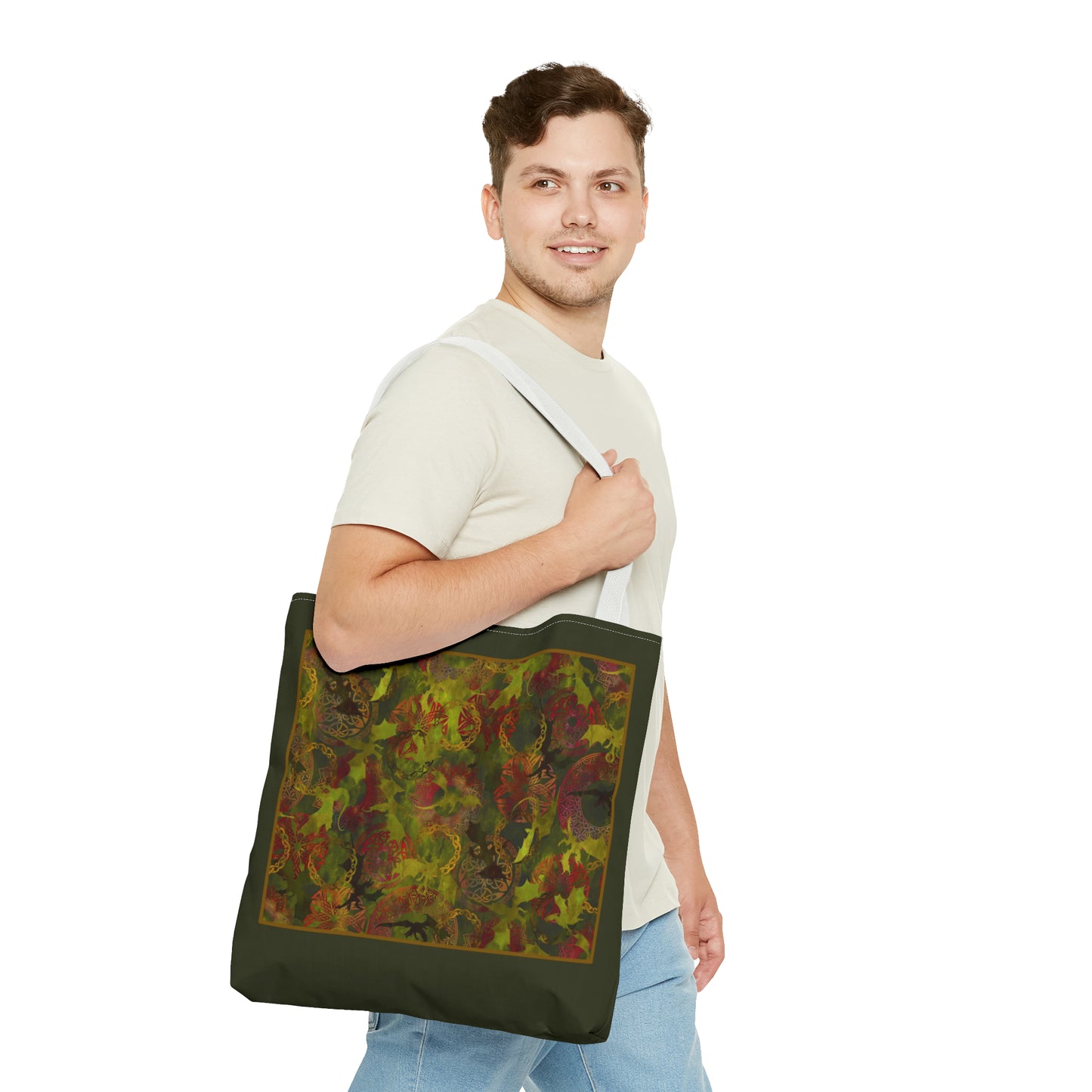 Tote Bag:  large-18x18;  "Dragons" [Green Panel]