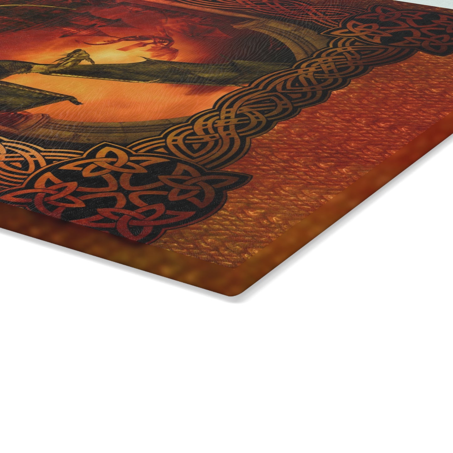 Glass Cutting Board (11"x15"): Dragons [Red Fury Panel]