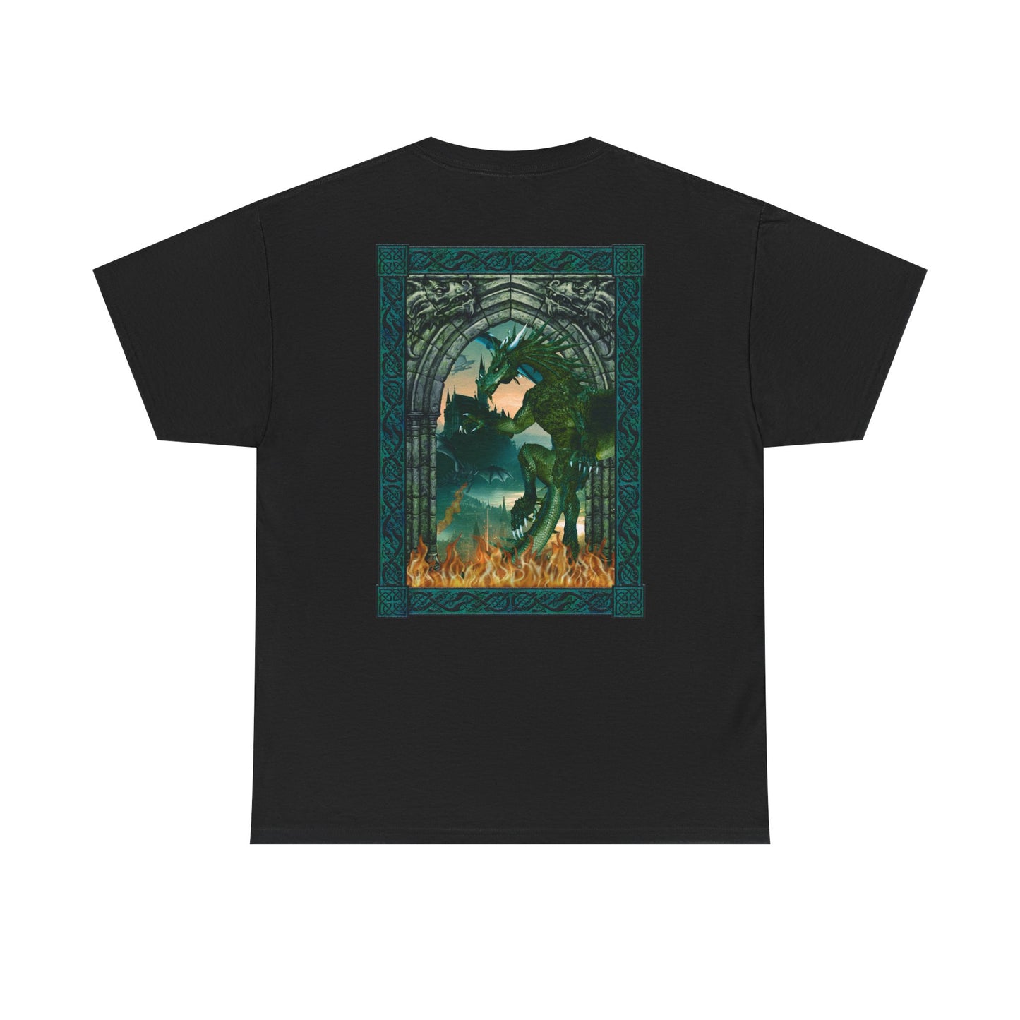 Unisex Heavy Cotton Tee:  Emerald Dragons [Dragon Eye]