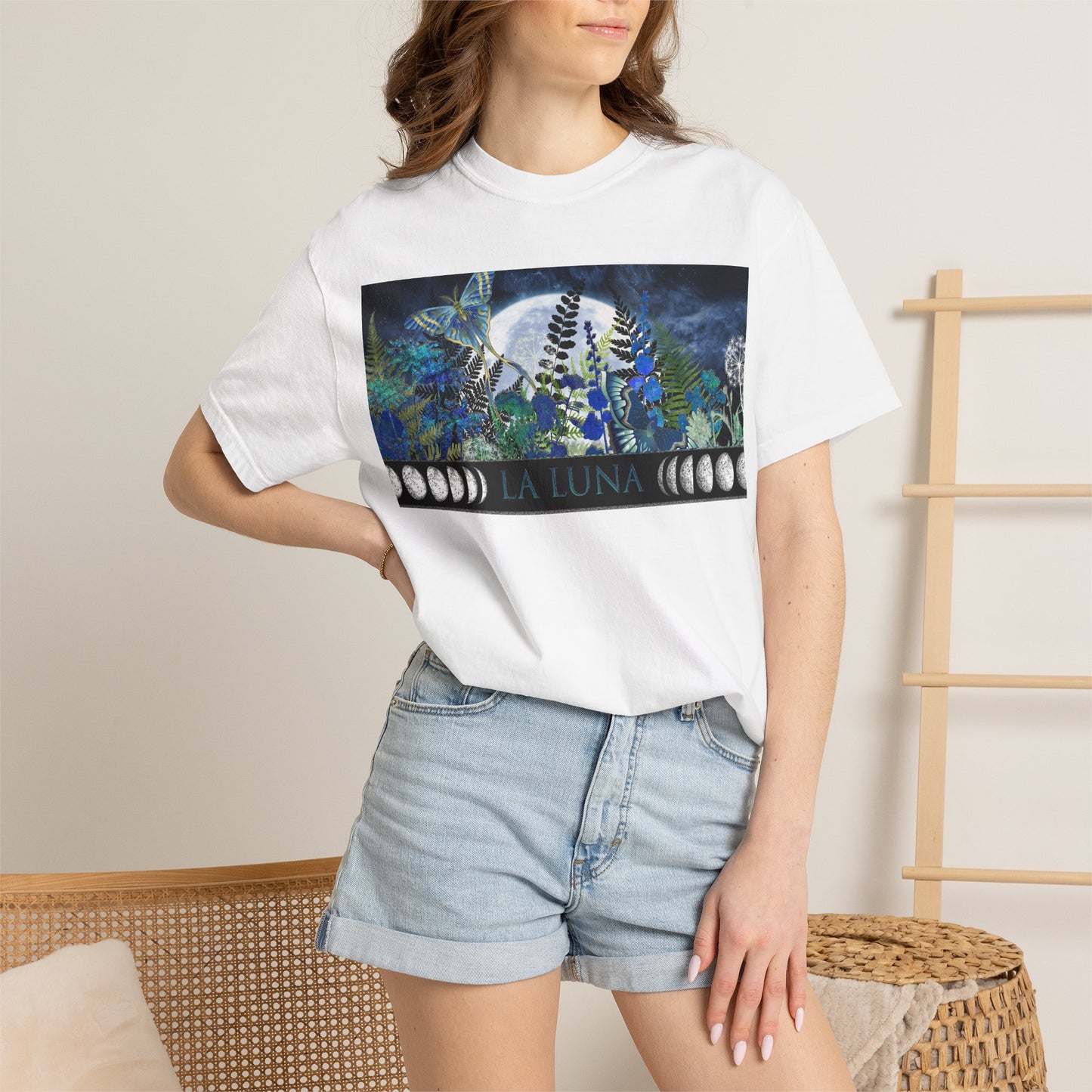 Unisex Heavy Cotton Tee:  "La Luna" [Banner/Panel]