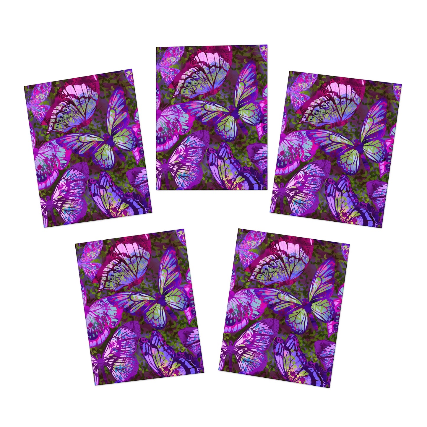 Note Cards (Blank Inside):  Dreamscapes-Lavendar Butterflies - Set of 5