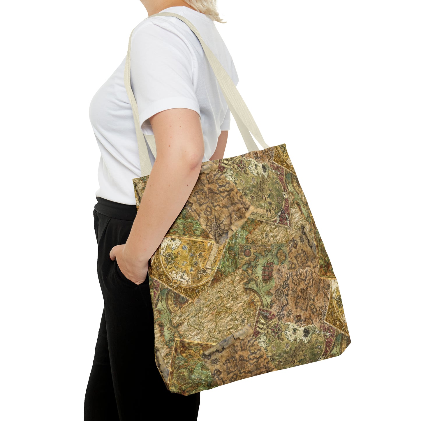 Tote Bag:  large-18x18;  "Legendary Journeys" [Maps-Panel]