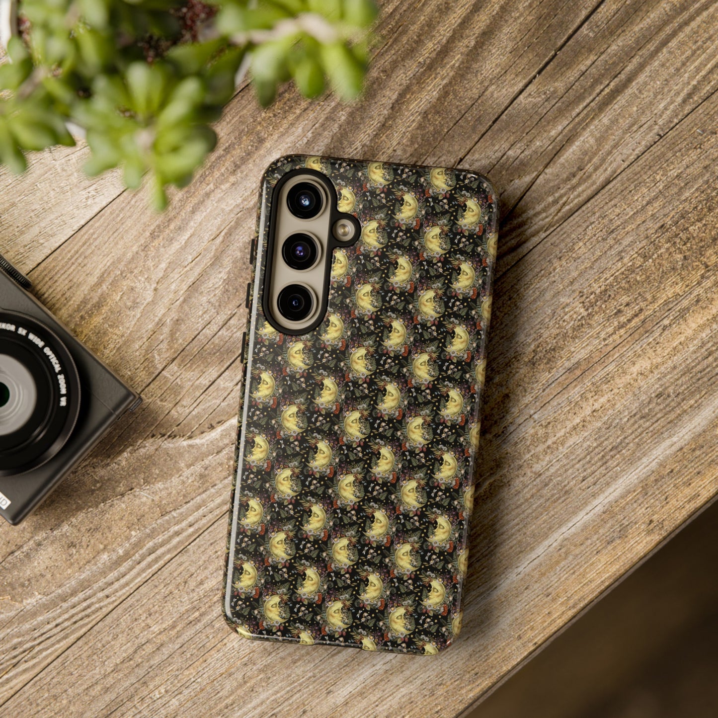Samsung Galaxy Series Tough Case-Phone Case: The Sun, The Moon, And The Stars [Moon With Flowers]