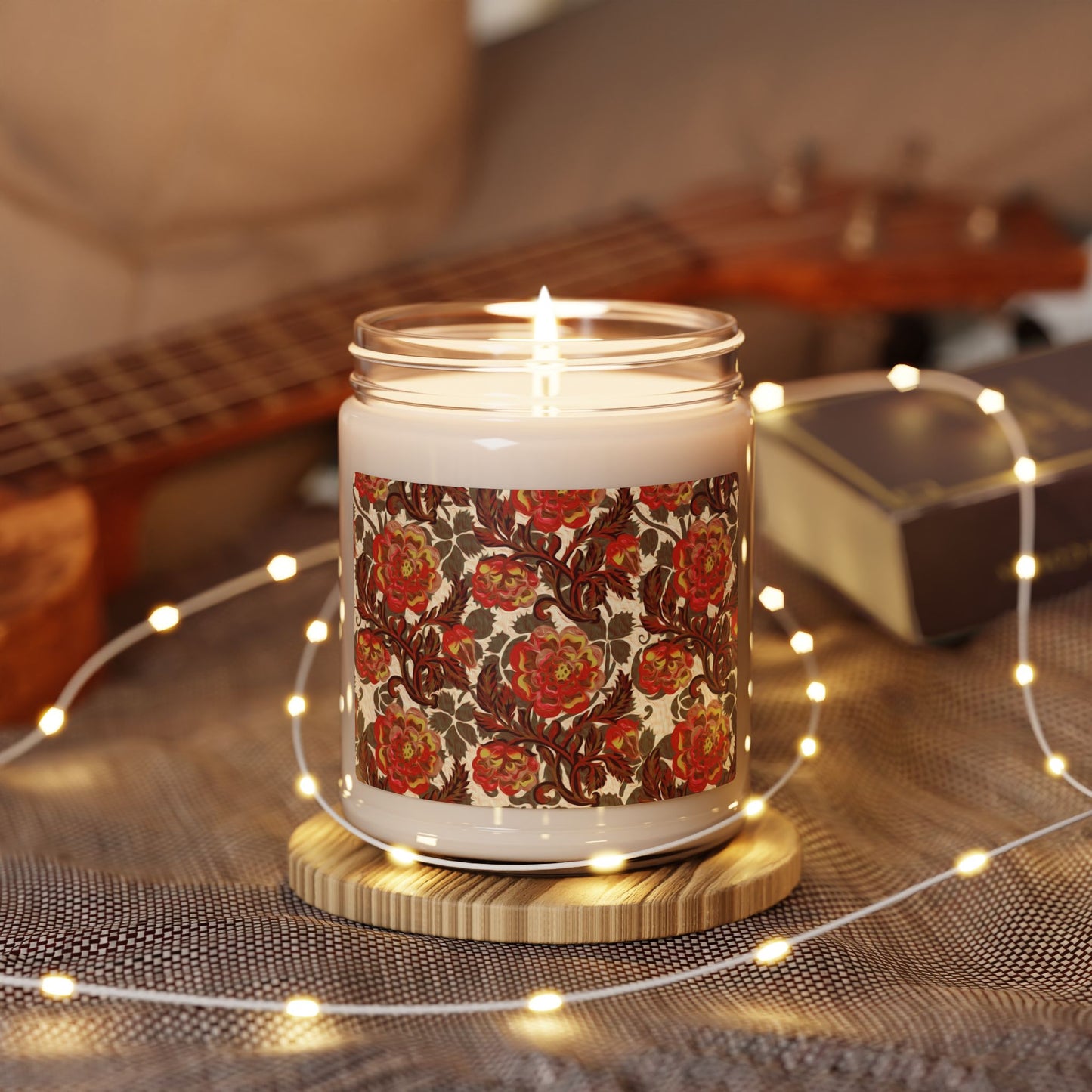 Scented Soy Candle:  Pastiche [Red/Brown Vine Flowers]