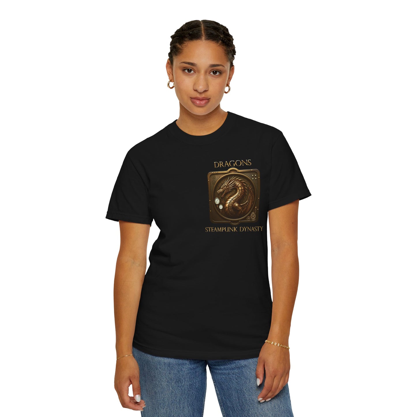 Unisex Heavy Cotton Tee:  "Steampunk Dragons" [Banner/Panel]