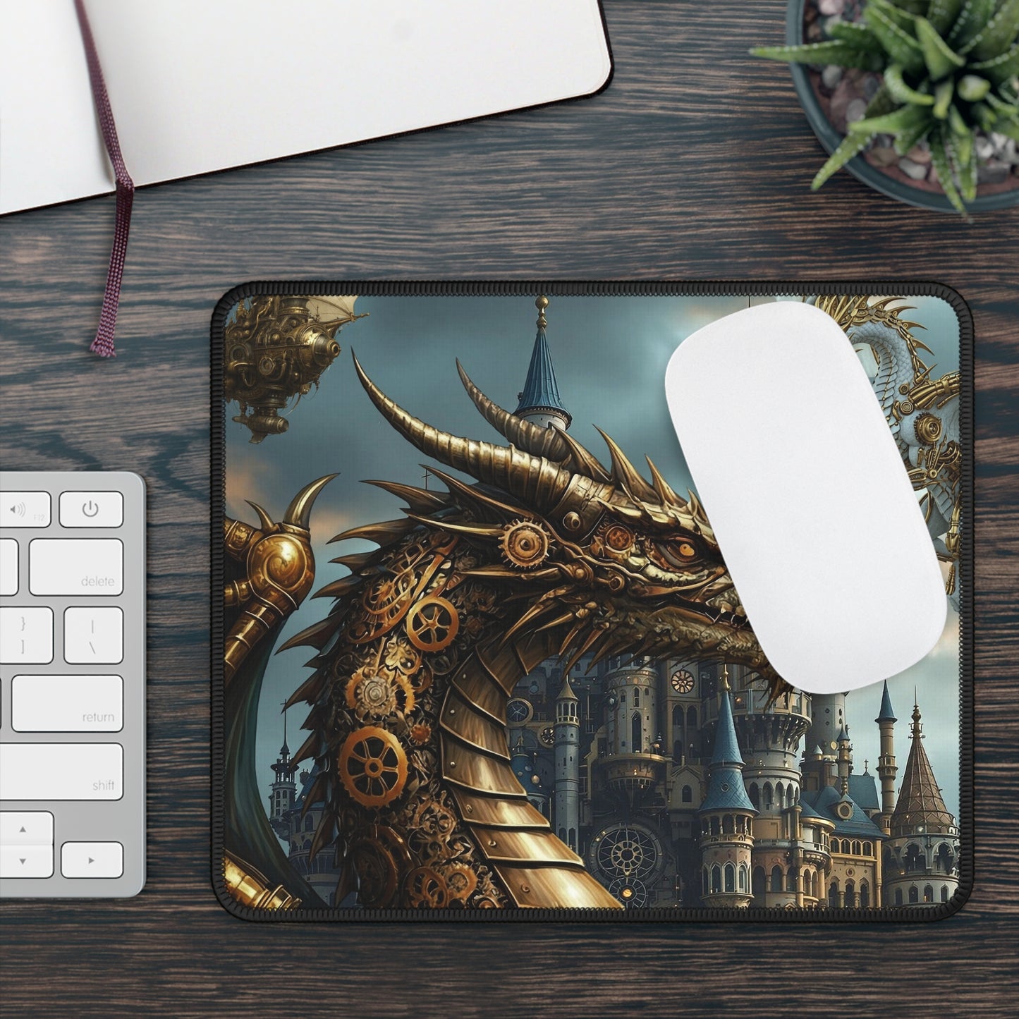 Mouse Pad-Gaming;  9x7:  Stampunk Dragons [Dagon Head]