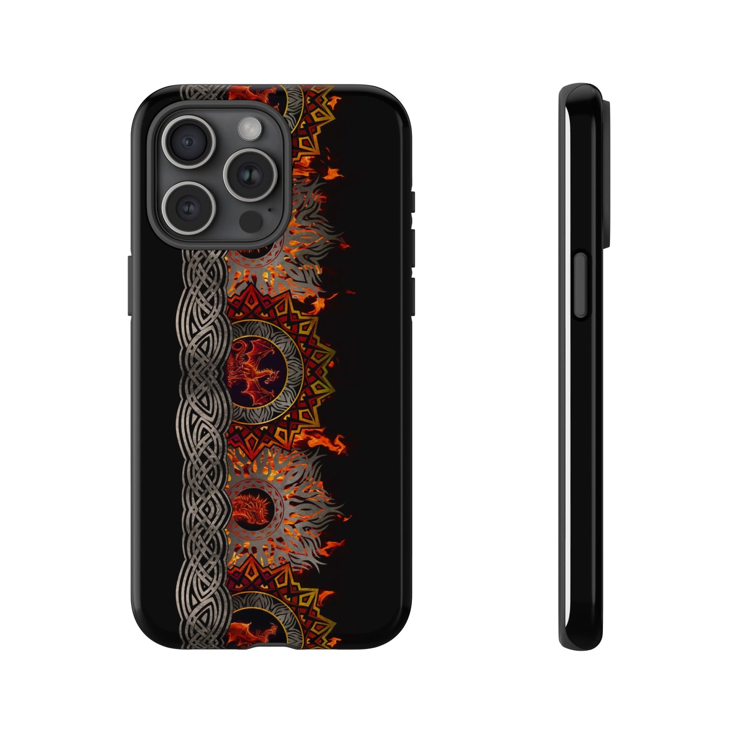 Apple I-Phone 15 (Series)-Tough Case-Phone Case:  Dragons [Red Fury Border]