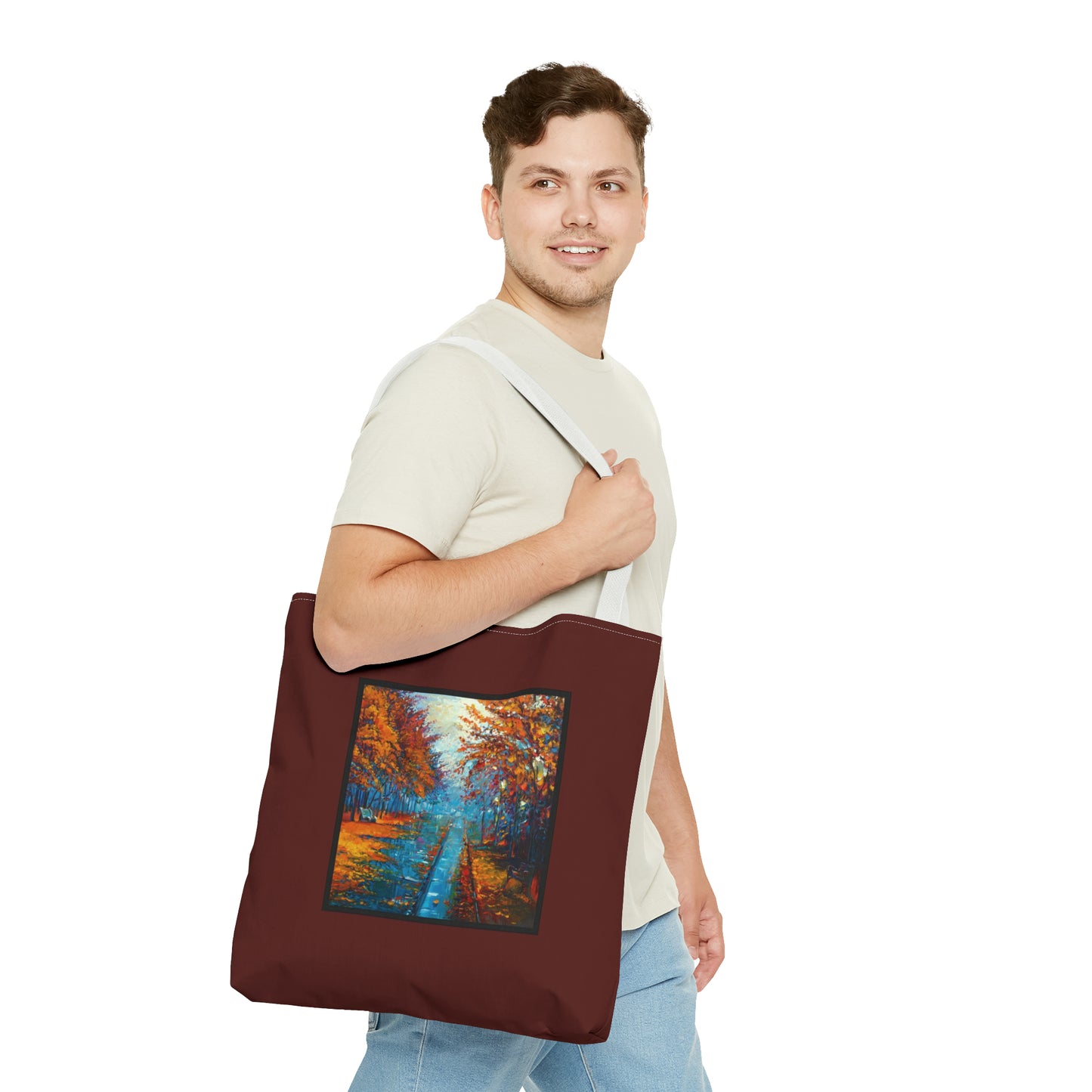 Tote Bag:  large-18x18;  "Year of Art" [Fall Path, Smal Panel]