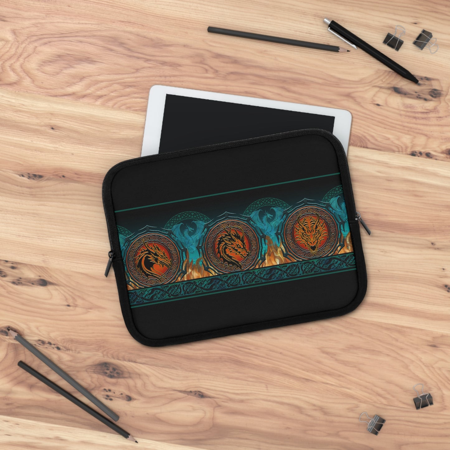 Laptop Sleeve  (Multiple Sizes): Emerald Dragons [Dragon Border]