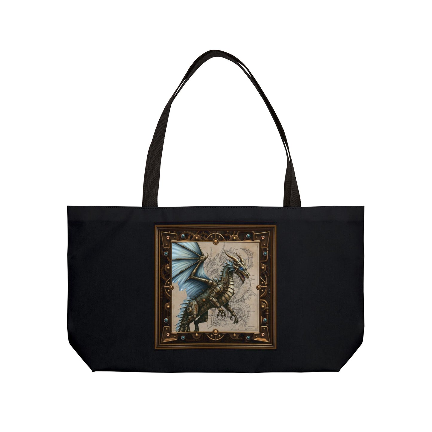 Weekender Tote Bag (Large):  Steampunk Dragons [Dragon Blue Wings]
