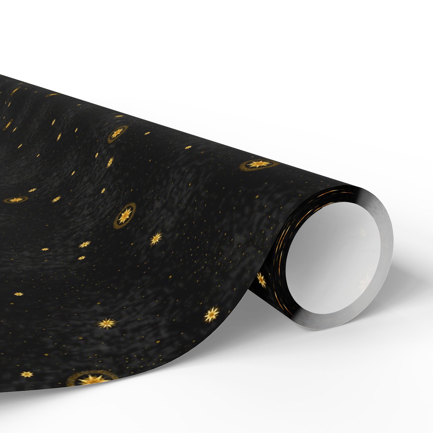 Wrapping Paper:  Celestial [Black Space-Gold Stars]