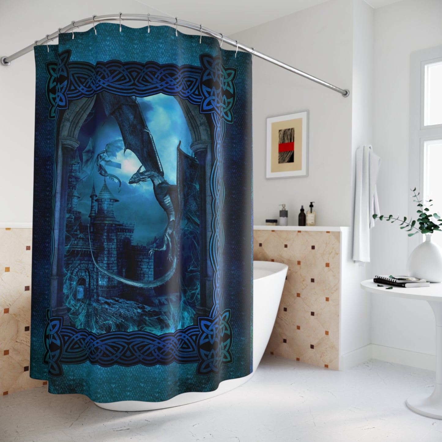 Shower Curtain (71" × 74"):   Dragson [Blue Fury]