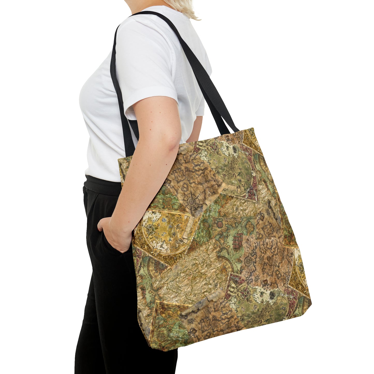 Tote Bag:  large-18x18;  "Legendary Journeys" [Maps-Panel]
