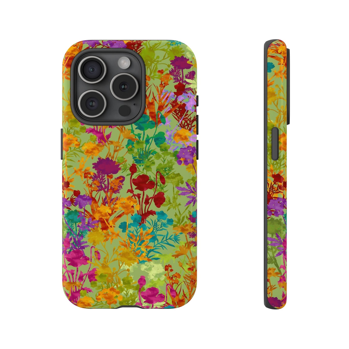 Apple I-Phone 15 (Series) Tough Case-Phone Case:  Dreamscapes [Light Green Field of Flowers]