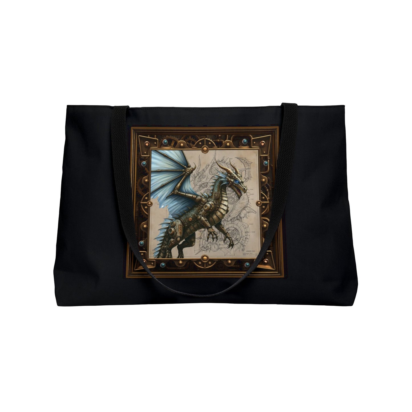 Weekender Tote Bag (Large):  Steampunk Dragons [Dragon Blue Wings]