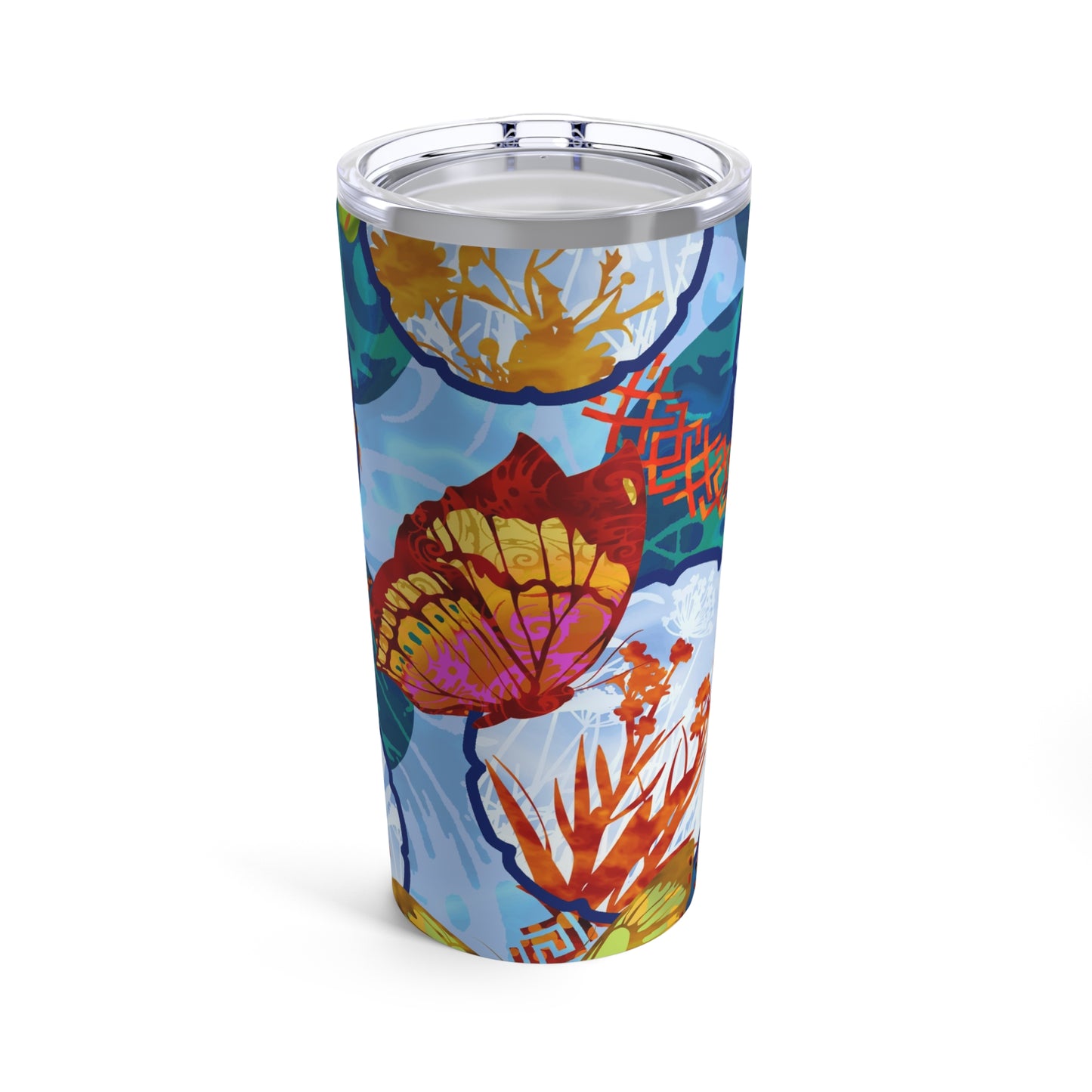 Thermal Tumbler:  20 oz:  Dreamscapes-Light Blue Butterflies