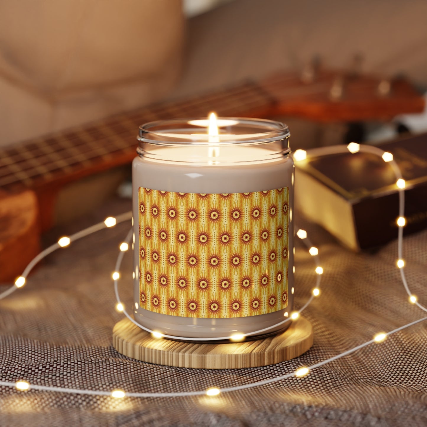 Scented Soy Candle ($18.65) - Celestial [Crimson/Yellow Sunbursts]