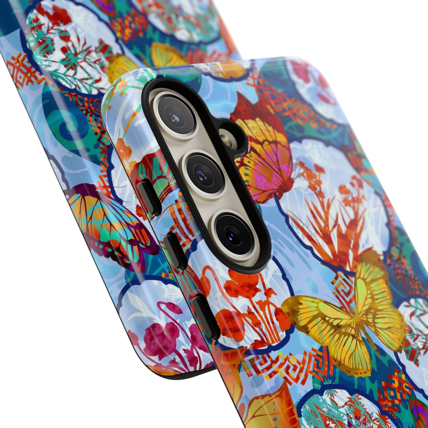 Samsung Galaxy Series Tough Case-Phone Case: Dragons [Light Blue Butterflies]