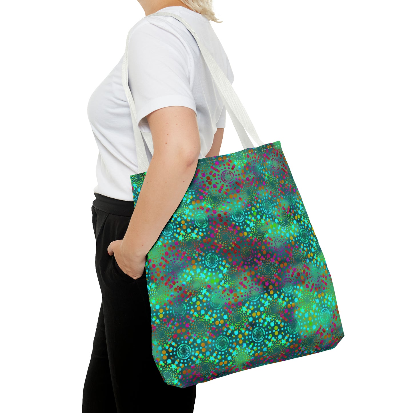 Tote Bag: Large-18x18: Dreamscapes [Teal Kaleidoscope]