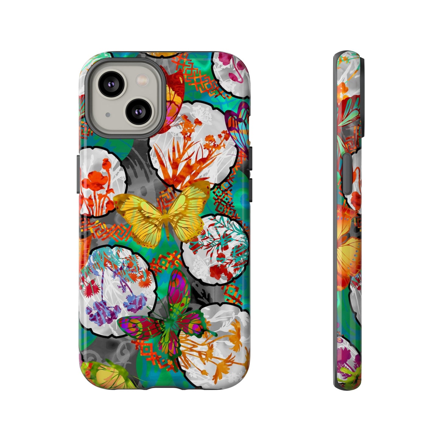 Apple I-Phone 14 (Series)-Tough Case-Phone Case:  Dreamscapes [Teal Butterflies]