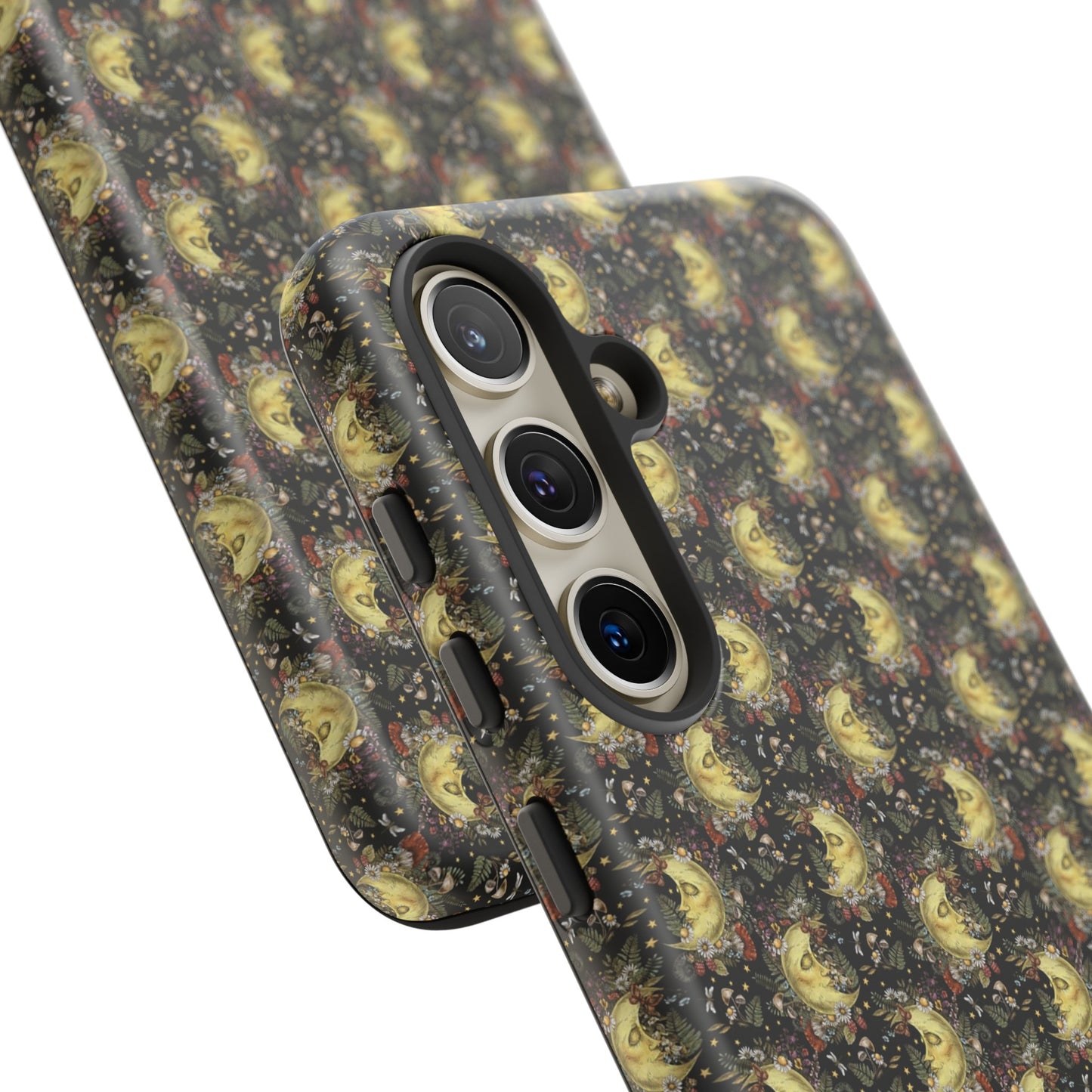 Samsung Galaxy Series Tough Case-Phone Case: The Sun, The Moon, And The Stars [Moon With Flowers]
