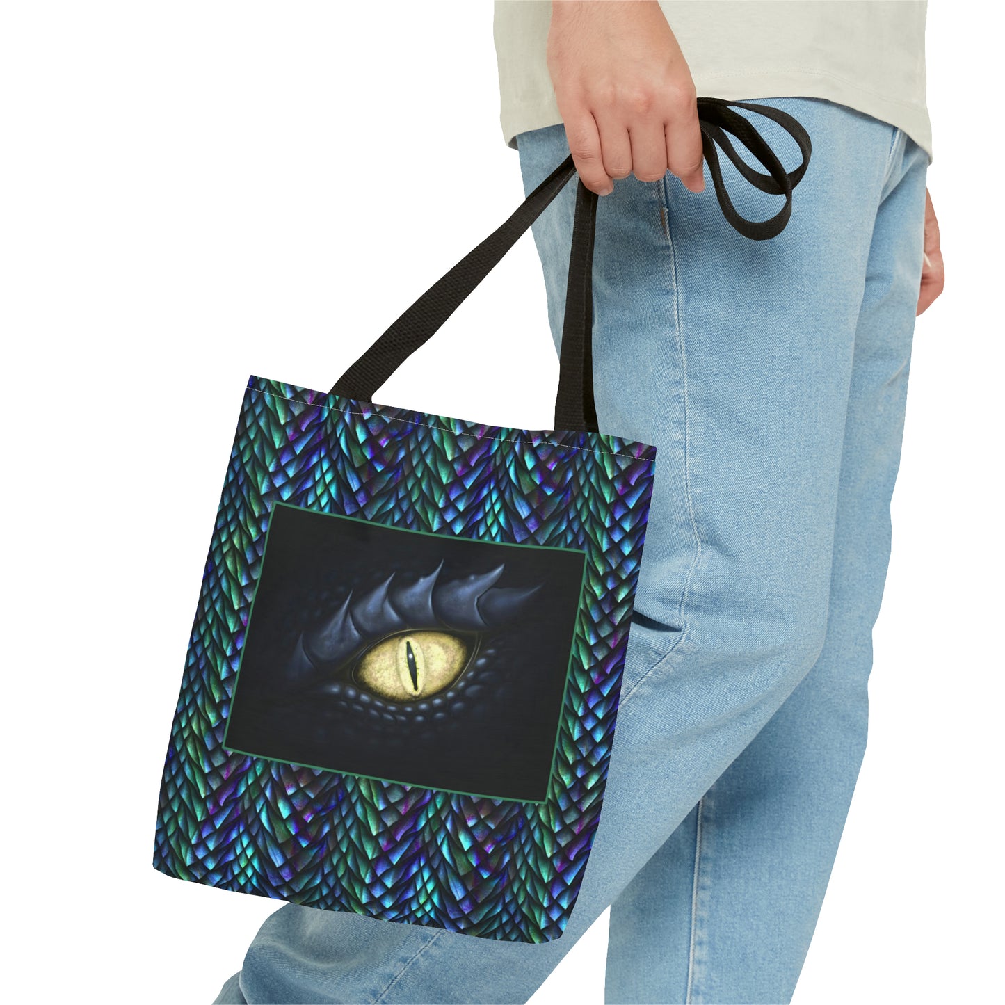 Tote Bag: large-18x18; "Dragons" [Sheen Scales 1-Black Eye W/White]
