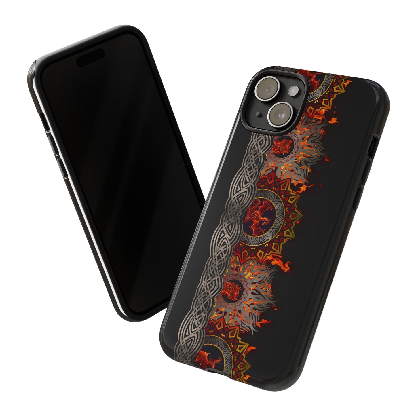 Apple I-Phone 15 (Series)-Tough Case-Phone Case:  Dragons [Red Fury Border]