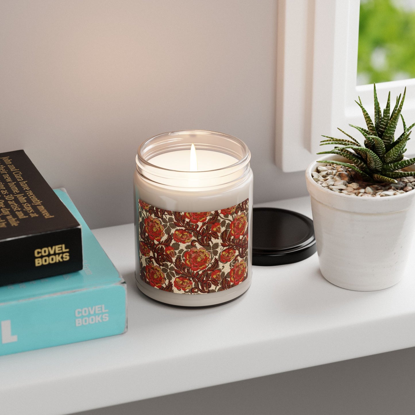 Scented Soy Candle:  Pastiche [Red/Brown Vine Flowers]