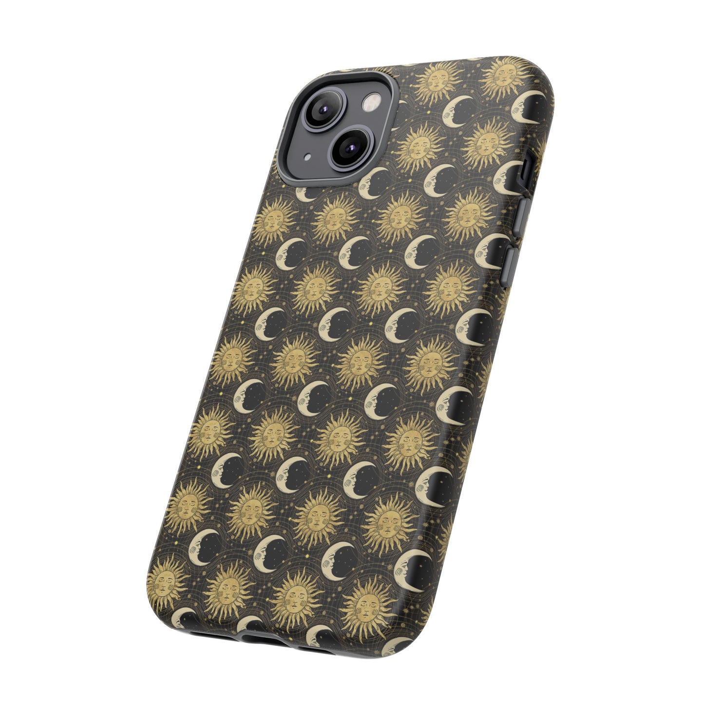 Apple I-Phone 14 (Series)-Tough Case-Phone Case: The Sun, The Moon, And The Stars [Gold Suns, Smiling Moons]