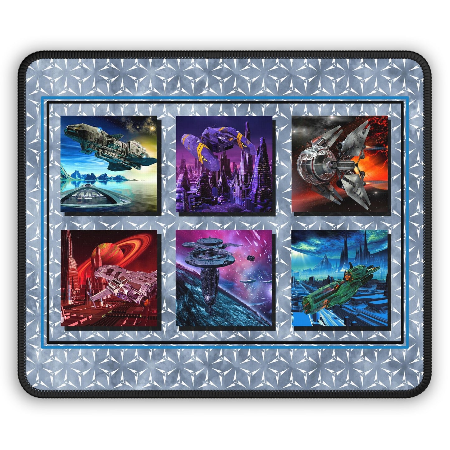 Mouse Pad-Gaming;  9x7 - "Sci-Fi" [White Lightning-With Ships]