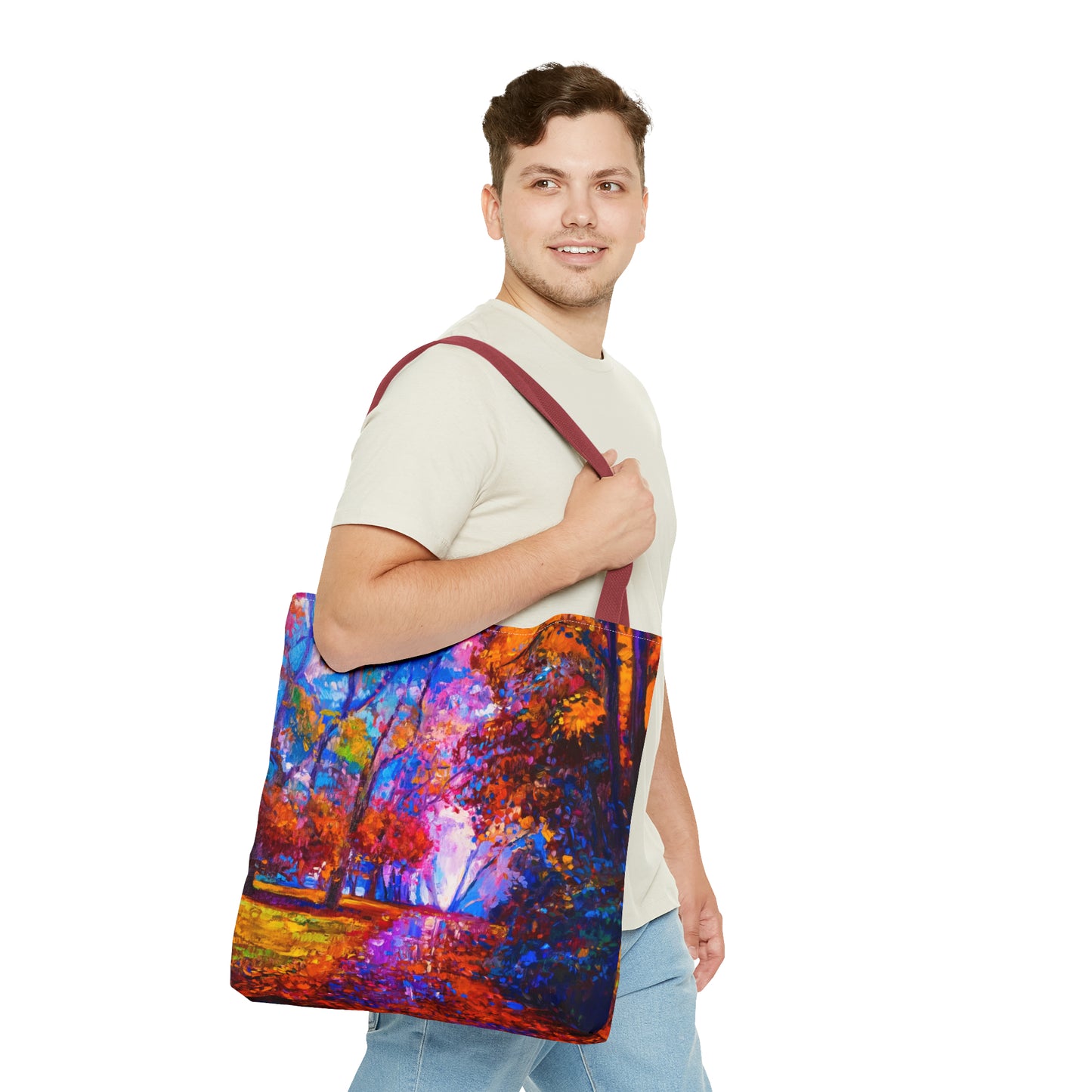 Tote Bag:  large-18x18;  "Year of Art" [Fall Trees w/Path Cover]