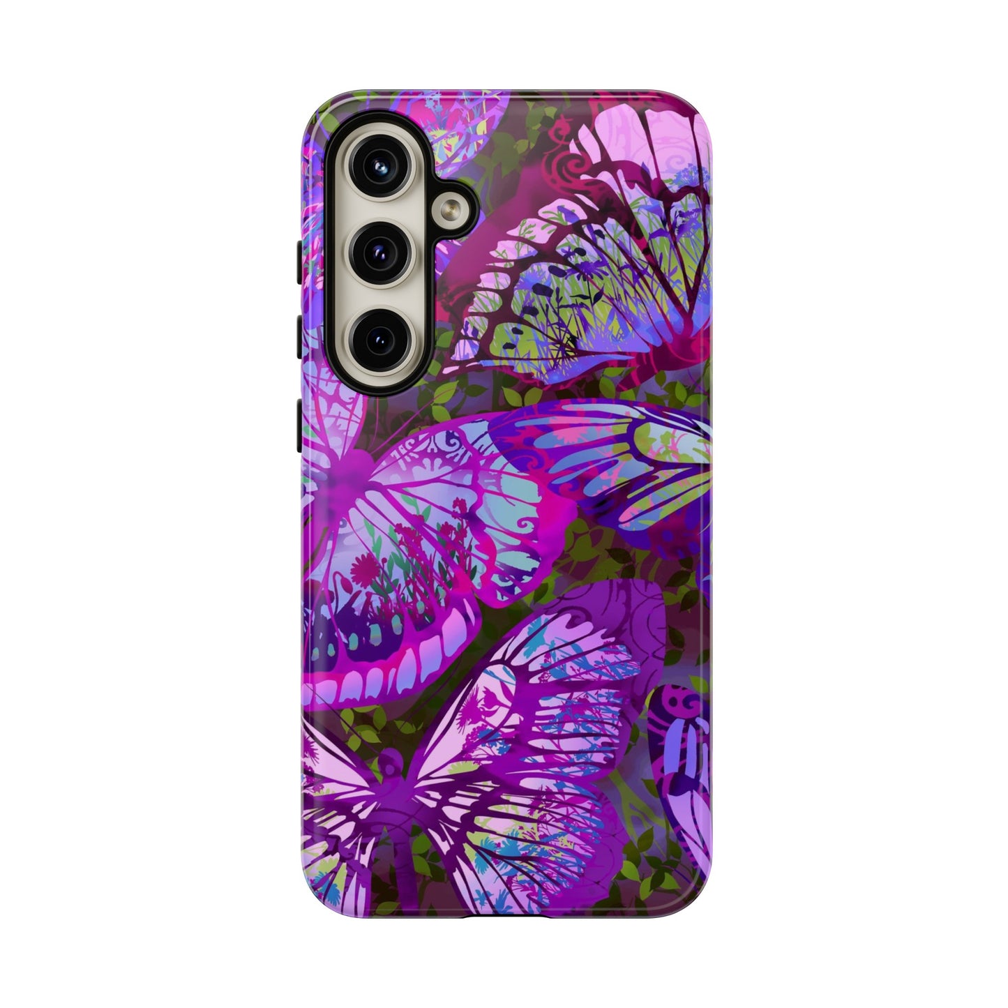 Samsung Galaxy Series Tough Case-Phone Case: Dragons [Dark Purple Butterflies]