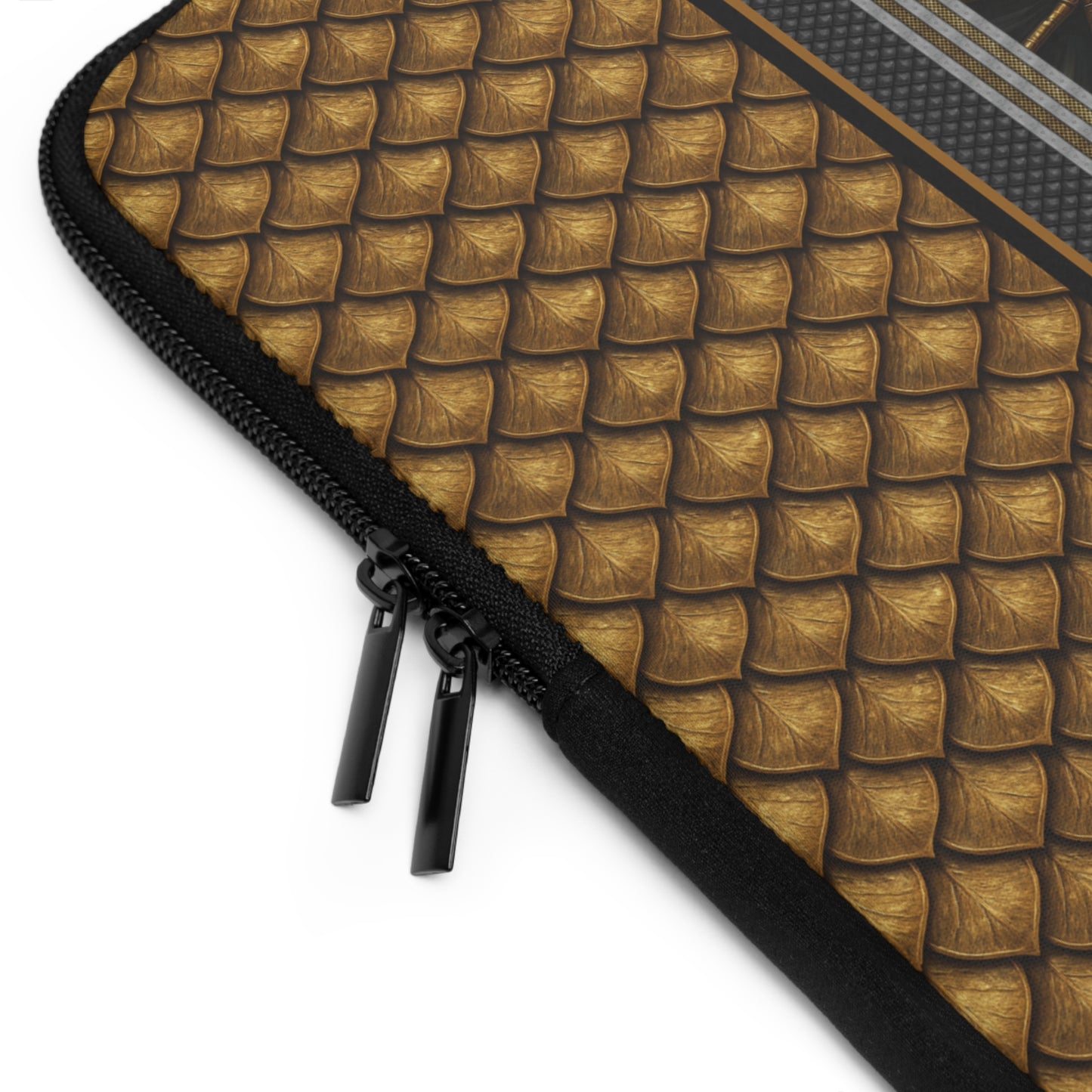 Laptop Sleeve (Sizes:  13", 15", 17"):  Steampunk Dragons [Dragon Panel - Gold Scales]