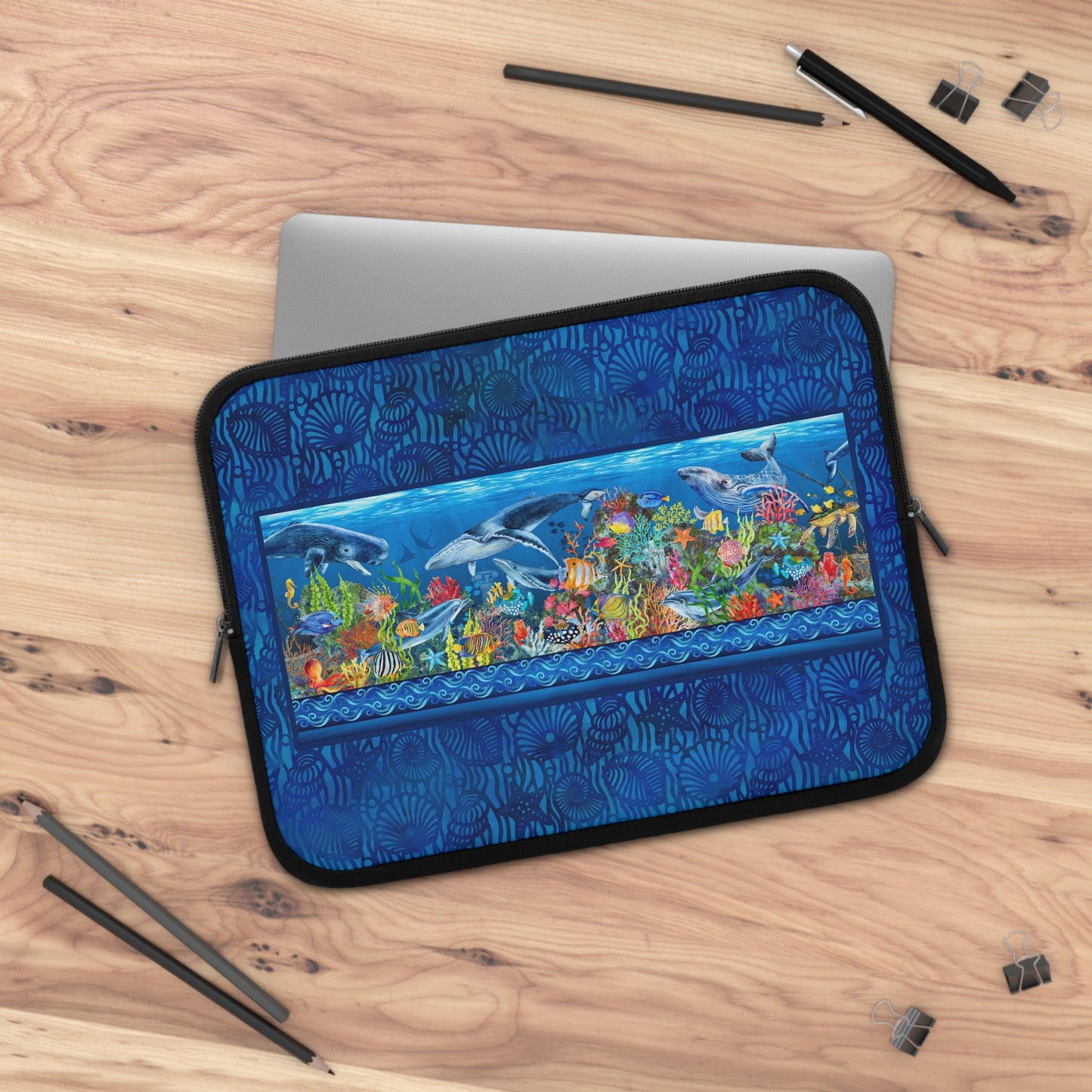 Laptop SleeveLaptop Sleeve:  [CALYPSO]:  Sea Life Panel-Shells Tonal