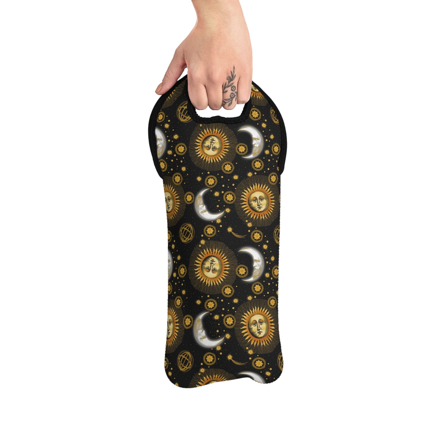 Colorful Wine Tote Bag:  Celestial [Sun, Moon, Stars]