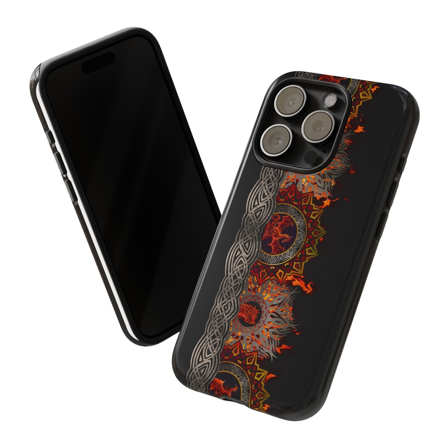 Apple I-Phone 15 (Series)-Tough Case-Phone Case:  Dragons [Red Fury Border]