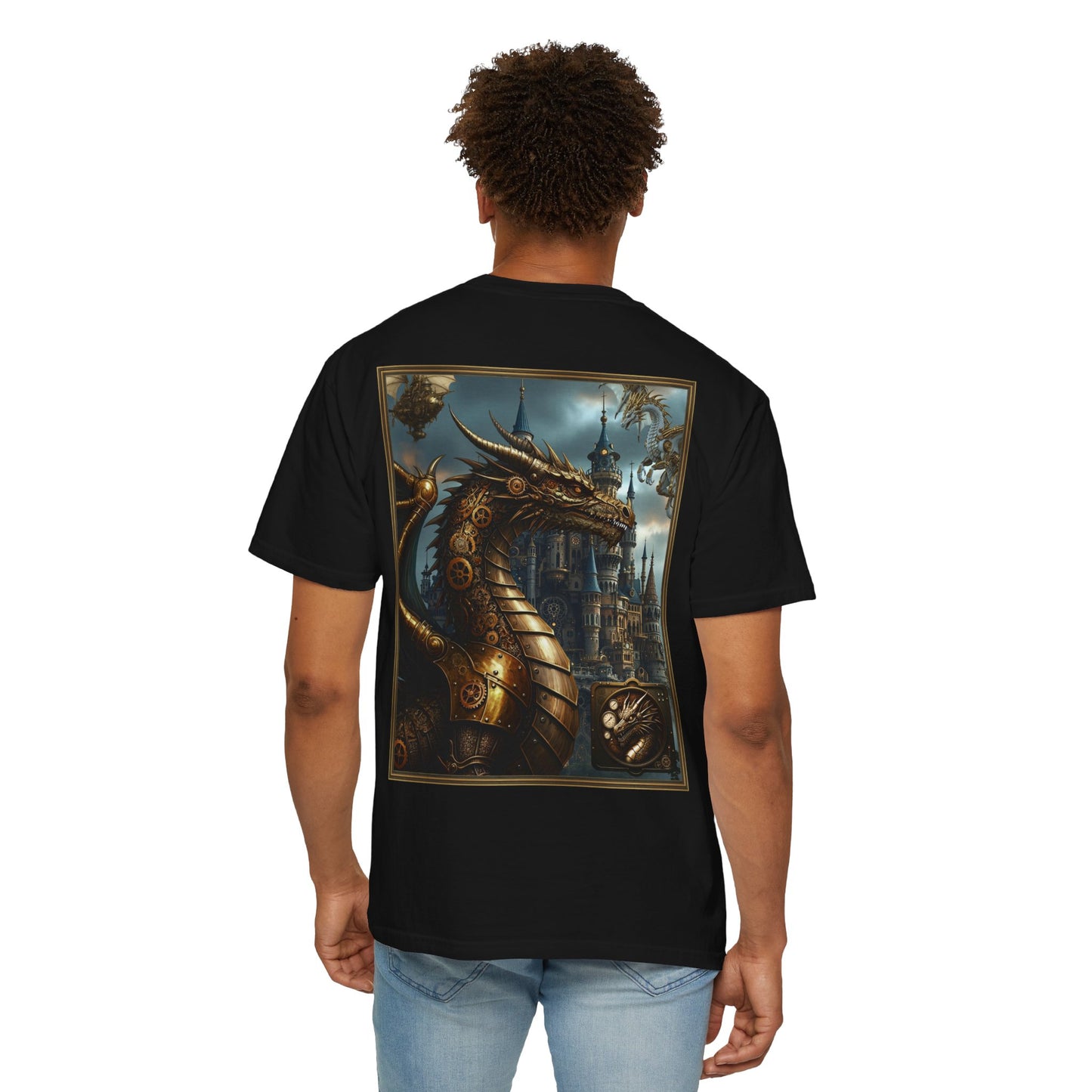 Unisex Heavy Cotton Tee:  "Steampunk Dynasty" [Steampunk Dragon]