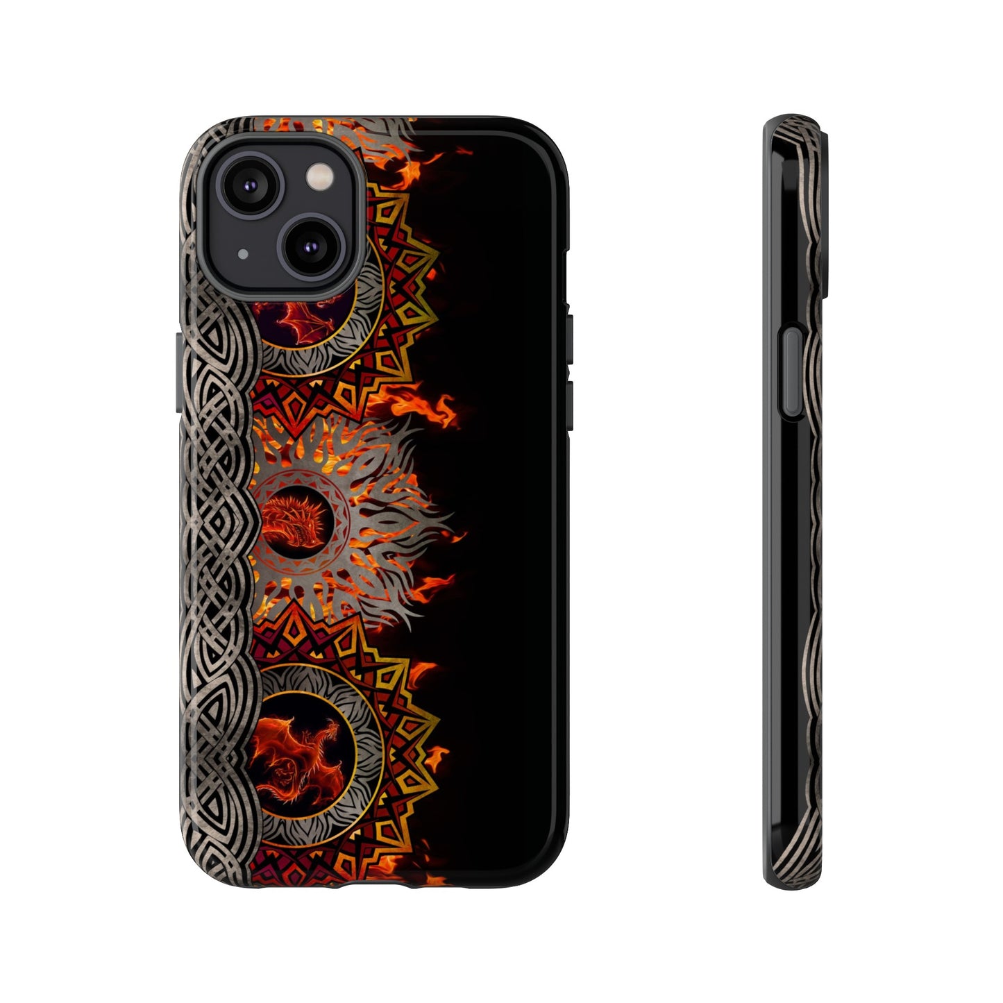 Apple I-Phone 14 (Series) Tough Case-Phone Case: Dragons [Red Fury Border]
