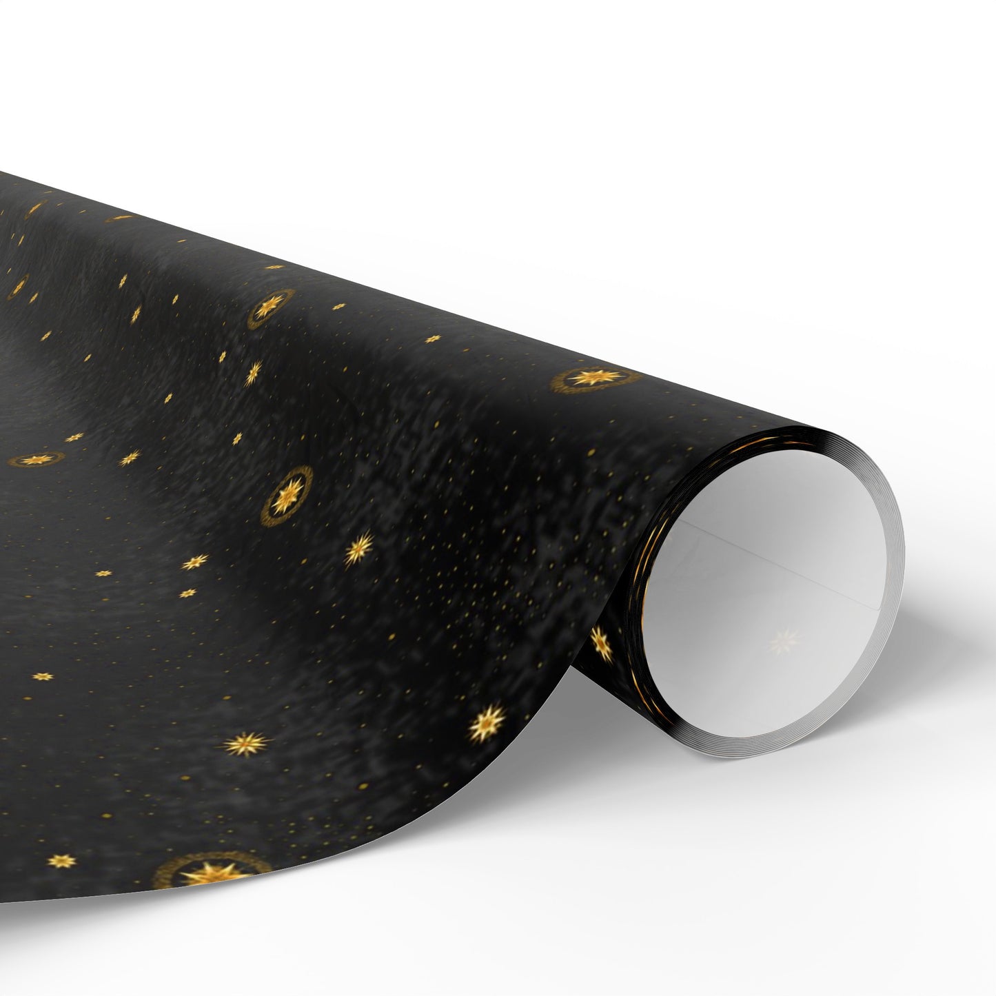 Wrapping Paper:  Celestial [Black Space-Gold Stars]