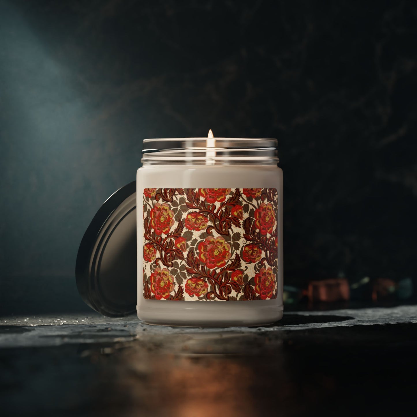 Scented Soy Candle:  Pastiche [Red/Brown Vine Flowers]